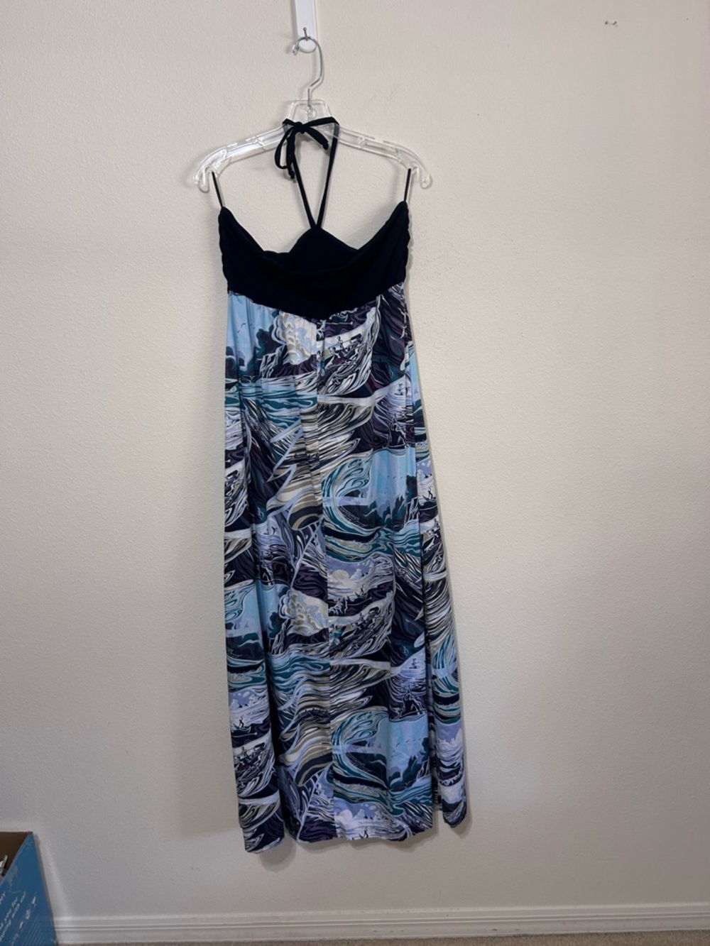 Kai Clothing Hawaii Ocean Wave Print Halter Maxi Dress XL - Picture 5 of 8